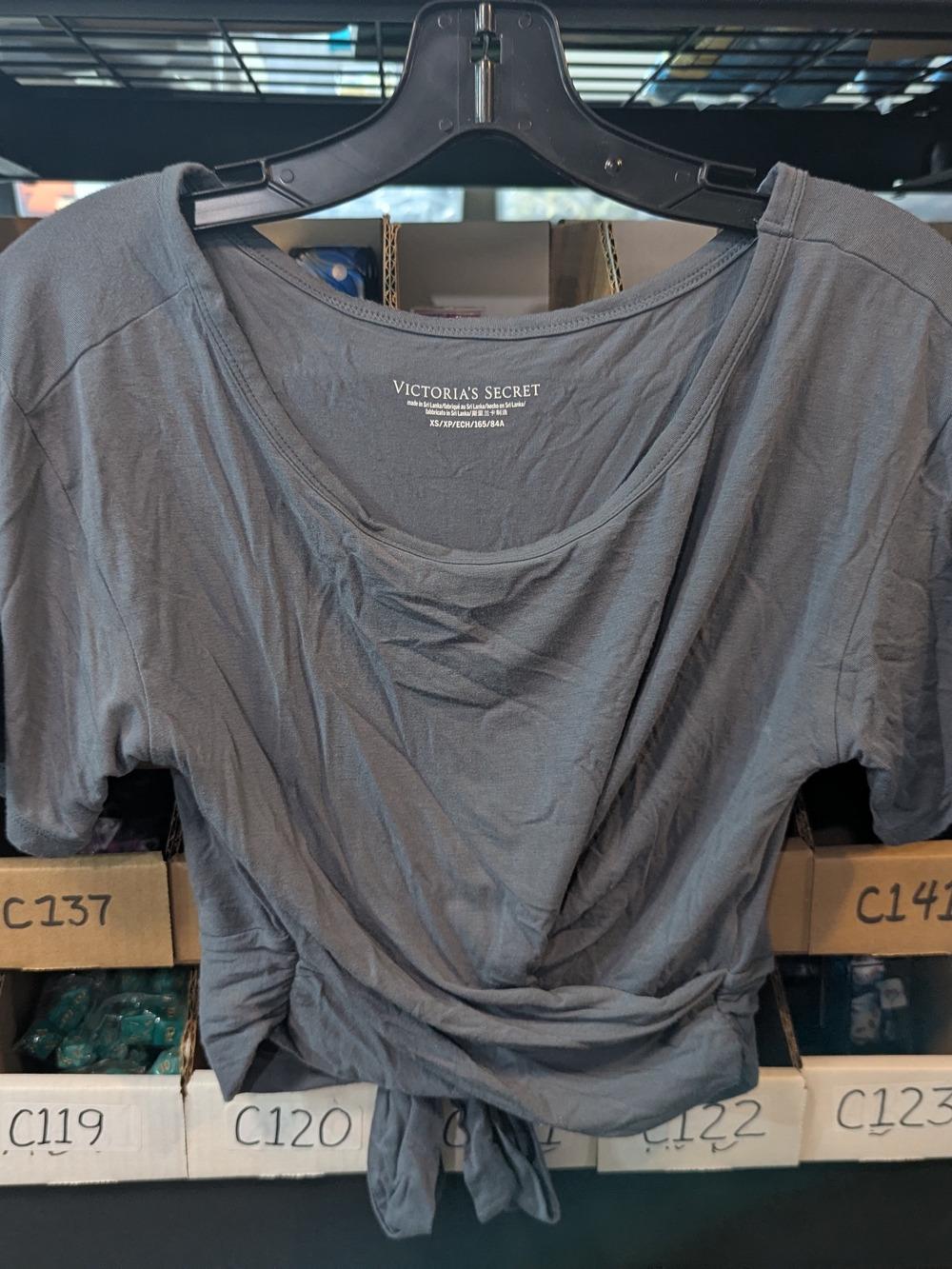 Victoria's Secret Tie-Front Scoop Neck Top — Slate Gray | XS